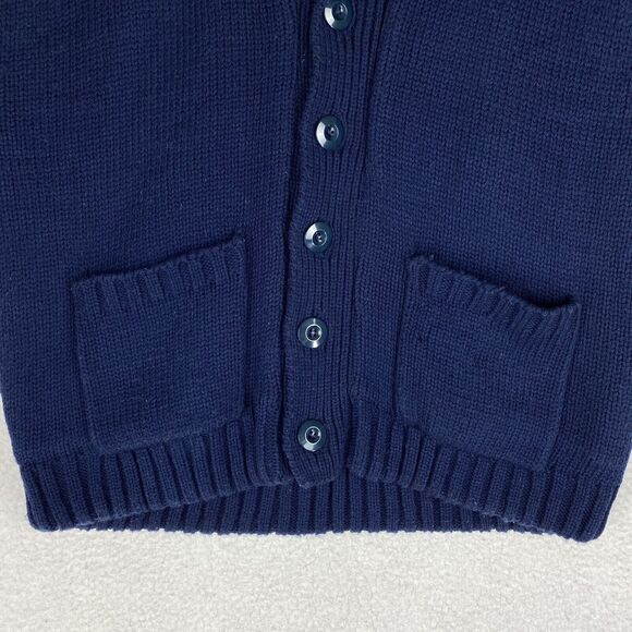 Vtg Campus Sweater Vest Mens Sz L Blue Cardigan Virgin Acrylic Reversible Sherpa - Picture 2 of 16